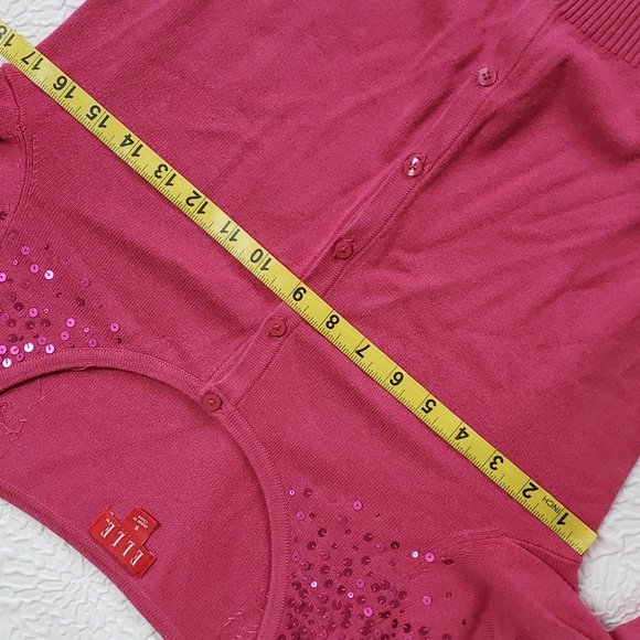 ELLE Magenta Button Cardigan with Sequins, Size: Small - Picture 11 of 15